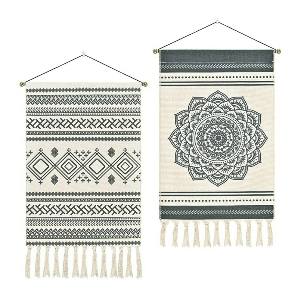 2 Pcs Macrame Woven Mandala tapestry